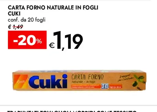Carta forno naturale in fogli Cuki