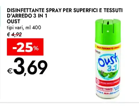 Disinfettante spray per superfici e tessuti Oust