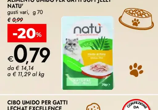 Alimento umido per gatti Soft Jelly Natù