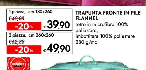 Trapunta fronte in pile flannel