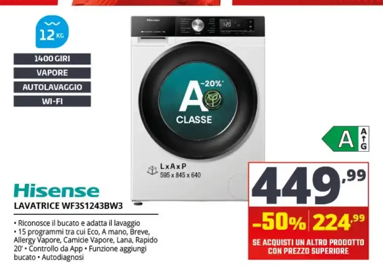 Hisense lavatrice WFS1243BW3