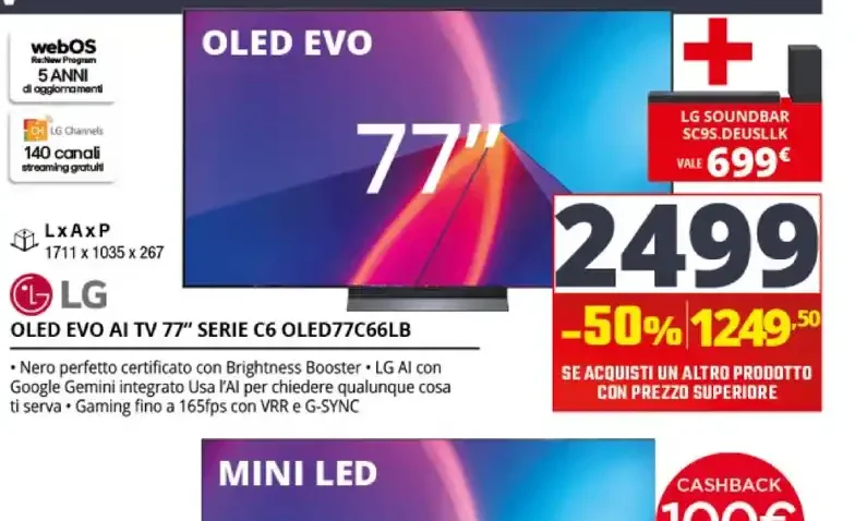 LG OLED EVO AI TV 77" serie C6 OLED77C66LB