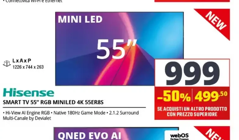 Hisense Smart TV 55" RGB Mini LED 4K 55ER8S