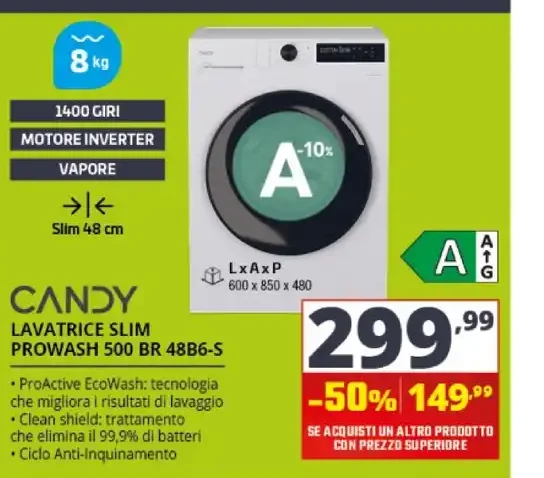 Candy lavatrice slim ProWash 500 BR 48B6-S