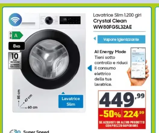 Lavatrice slim Samsung 8 kg