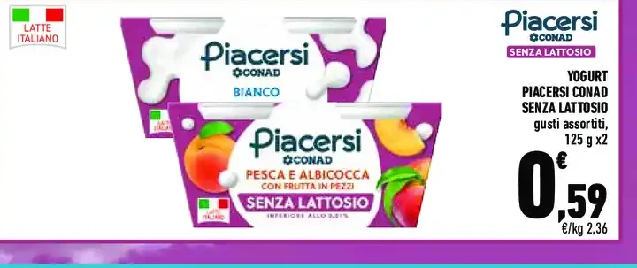 Yogurt Piacersi senza lattosio