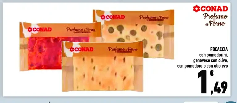 Focaccia con pomodorini, genovese con olive, con pomodoro o con olio EVO