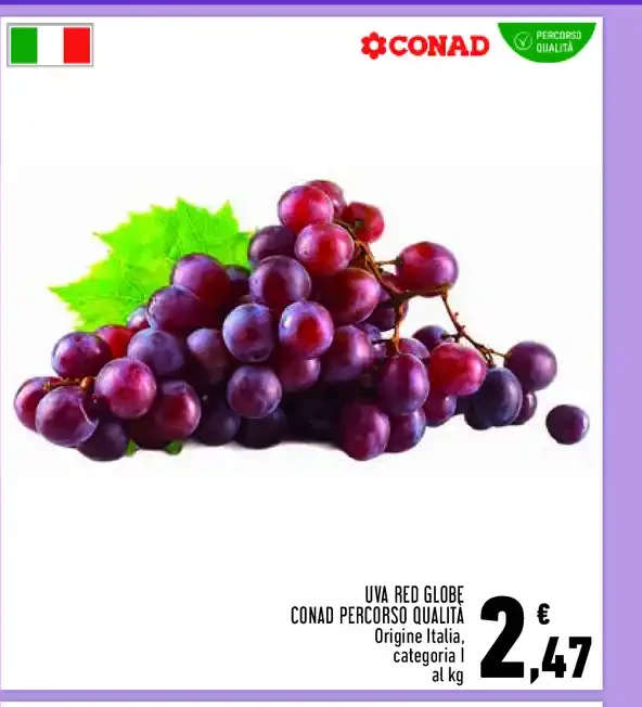 Uva Red Globe Conad percorso qualità