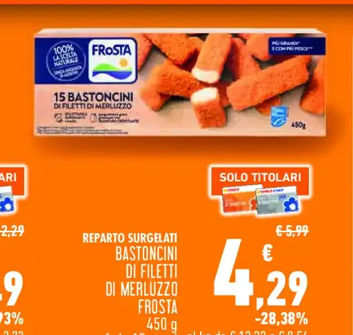Bastoncini di filetti di merluzzo Frosta