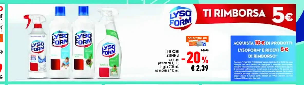 Detersivo Lysoform vari tipi