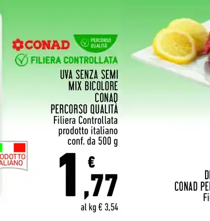 Uva senza semi mix bicolore Conad