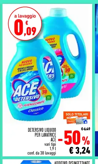 Detersivo liquido per lavatrice Ace