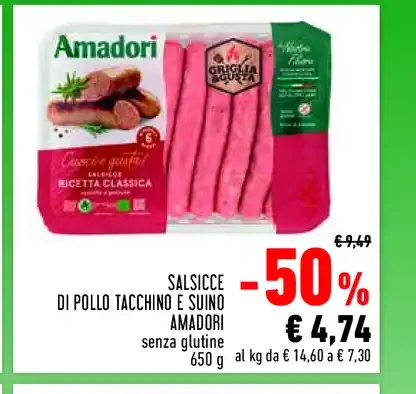 Salsicce di pollo tacchino e suino Amadori