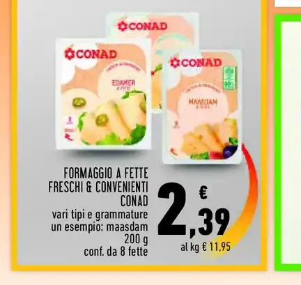 Formaggio a fette freschi e convenienti Conad