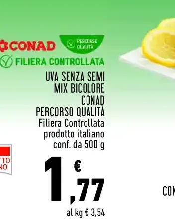 Uva senza semi mix bicolore Conad percorso qualità