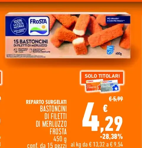 Bastoncini di filetti di merluzzo Frosta