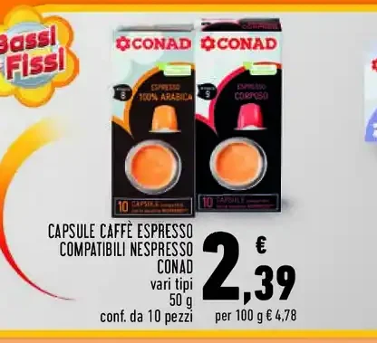 Capsule caffè espresso compatibili Nespresso Conad