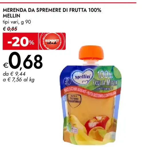 Merenda da spremere di frutta 100%