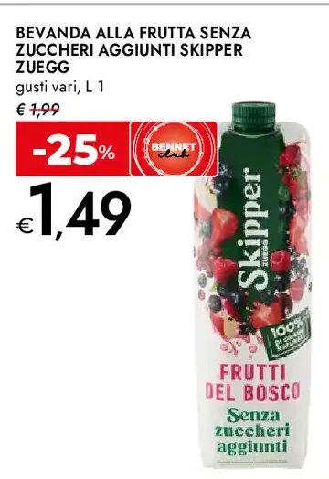 Bevanda alla frutta senza zuccheri aggiunti