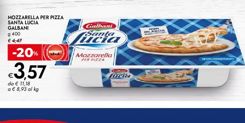 Mozzarella per pizza Santa Lucia Galbani