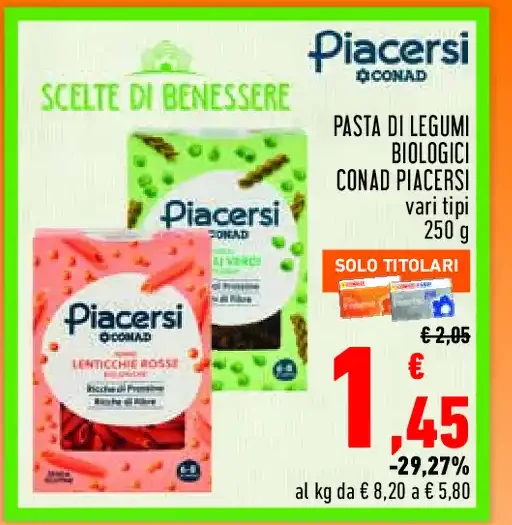 Pasta di legumi biologici Conad Piacersi