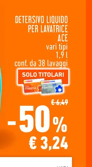 Detersivo liquido per lavatrice Ace