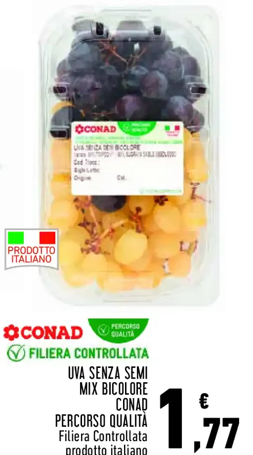 Uva senza semi mix bicolore Conad