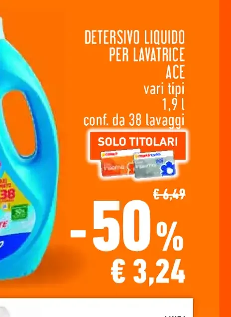 Detersivo liquido per lavatrice Ace