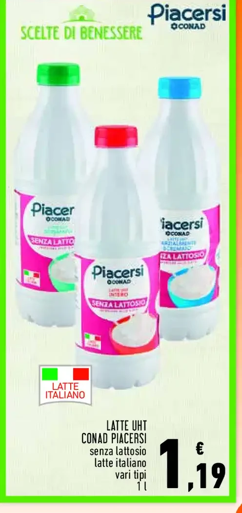 Latte UHT Conad Piacersi senza lattosio