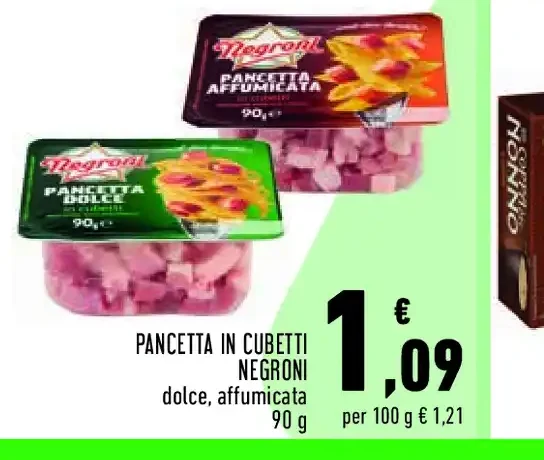 Pancetta in cubetti Negroni dolce affumicata