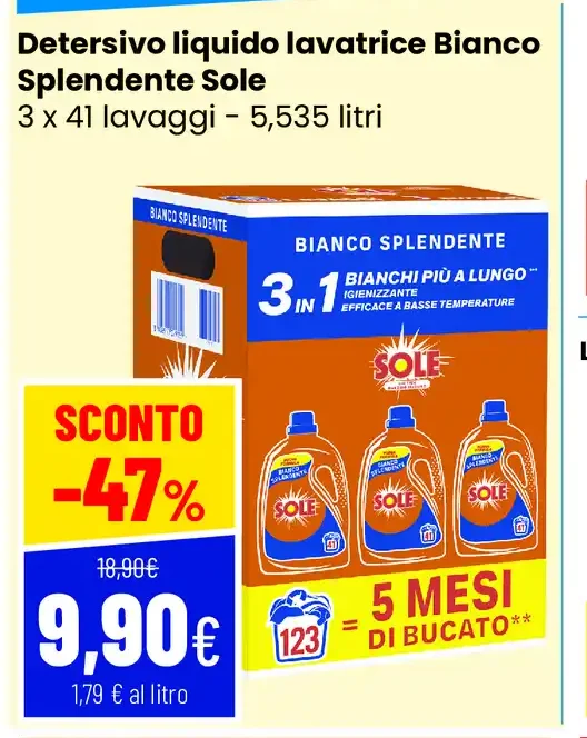 Detersivo liquido lavatrice Bianco Splendente Sole