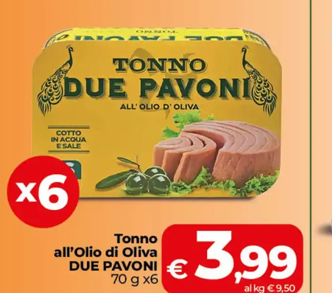 Tonno all'olio di oliva Due Pavoni