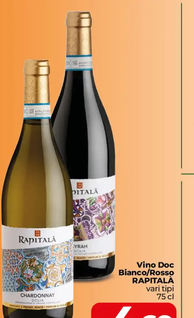 Vino DOC bianco/rosso Rapitalà vari tipi
