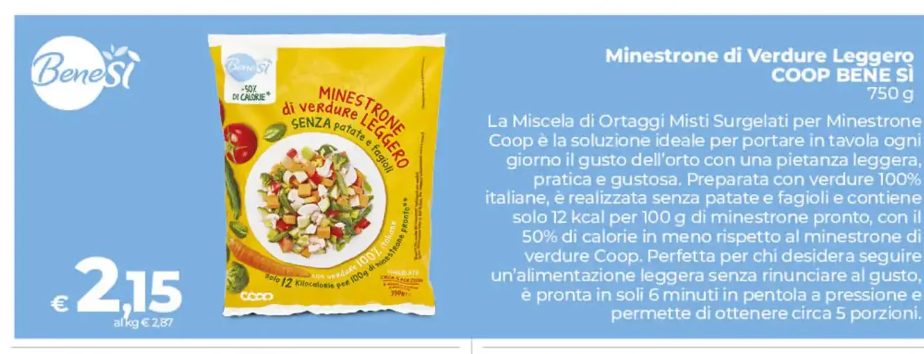 Minestrone di verdure leggero Coop Bene Sì