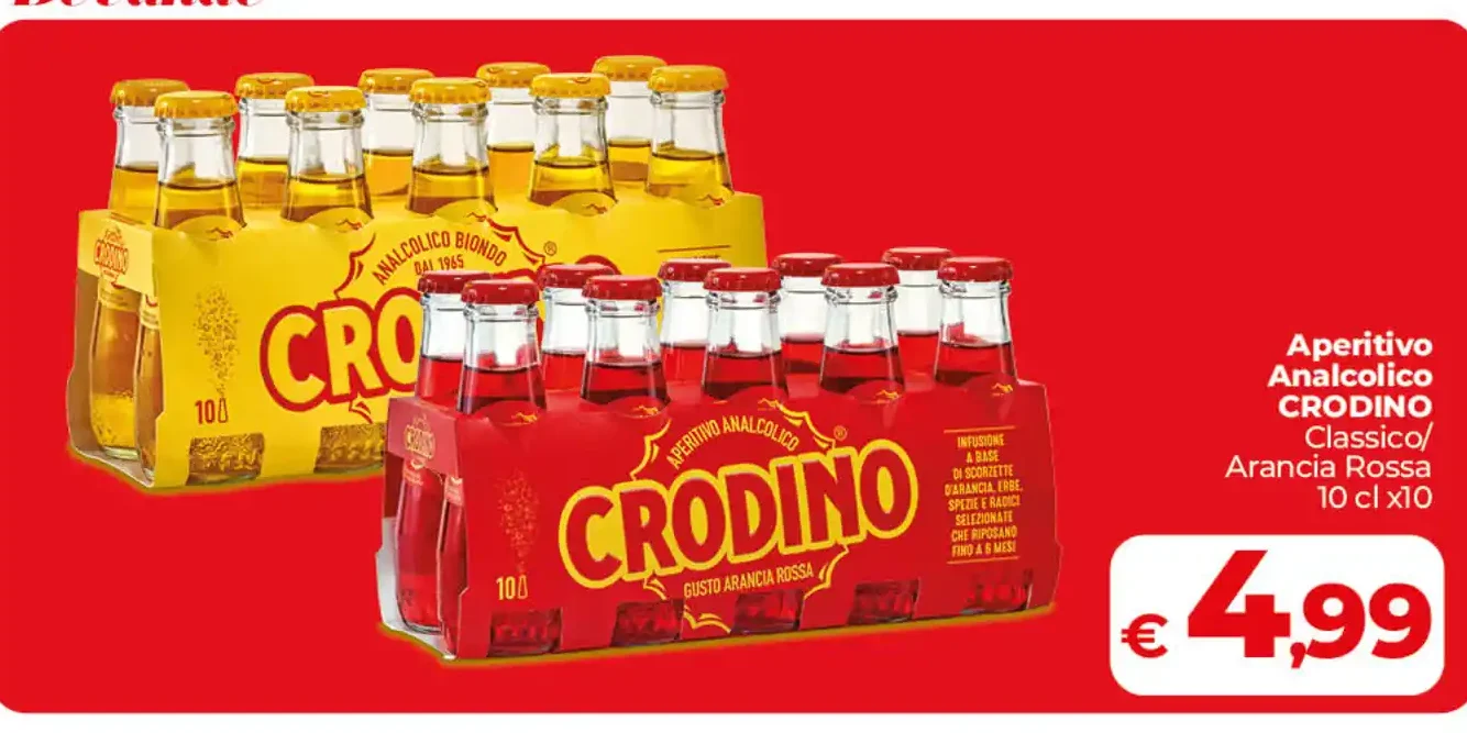 Aperitivo analcolico Crodino Classico/Arancia Rossa