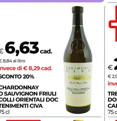 Chardonnay o Sauvignon Friuli Colli Orientali DOC Tenimenti Civa