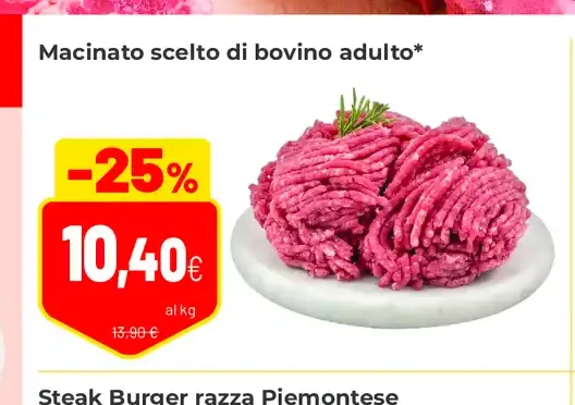 Macinato scelto di bovino adulto