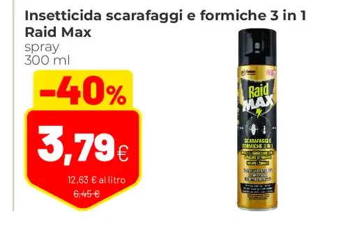 Insetticida scarafaggi e formiche Raid Max 3 in 1