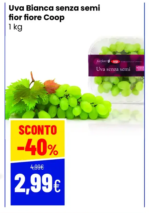 Uva Bianca senza semi fior fiore Coop