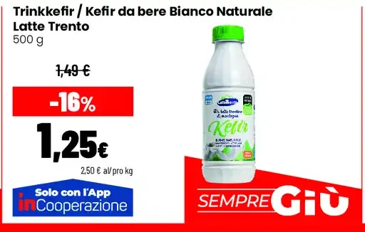 Kefir da bere Bianco Naturale Latte Trento