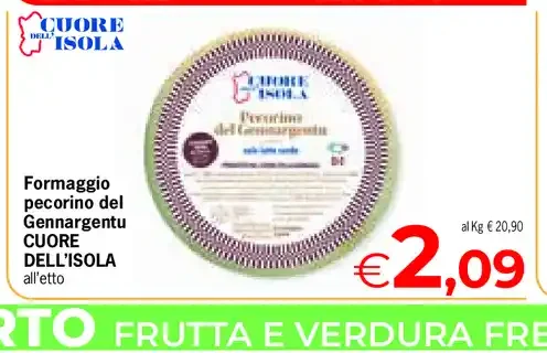 Formaggio pecorino del Gennargentu Cuore dell'Isola all'etto