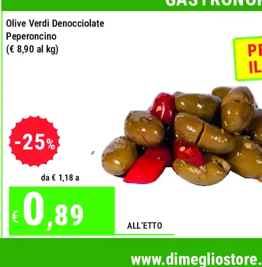 Olive verdi denocciolate al peperoncino
