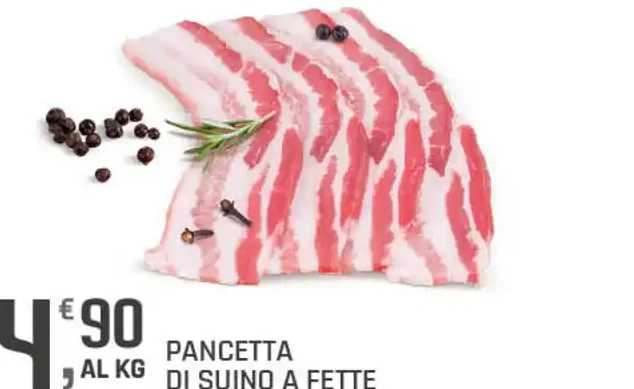 Pancetta di suino a fette