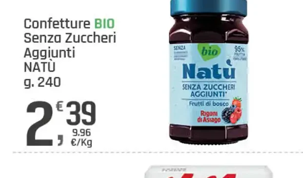 Confetture bio senza zuccheri aggiunti Natù