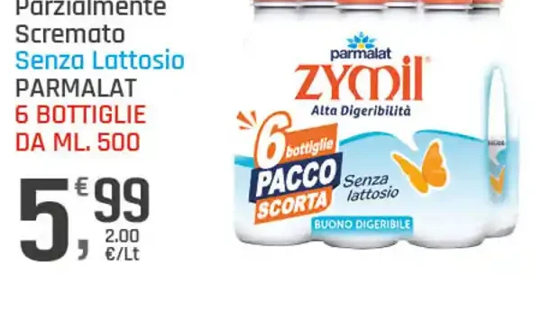 Latte Zymil UHT parzialmente scremato senza lattosio