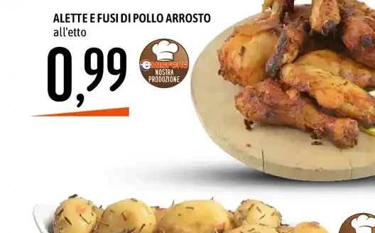 Alette e fusi di pollo arrosto
