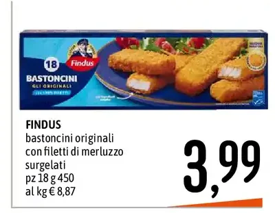 Bastoncini originali con filetti di merluzzo surgelati