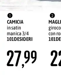 Camicia in satin manica 3/4