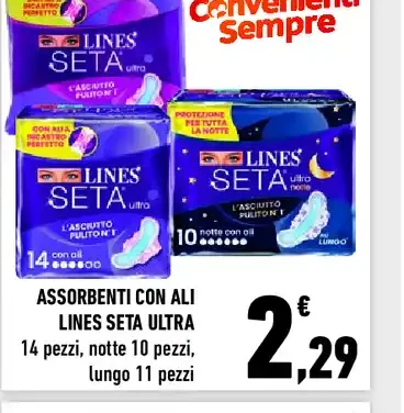 Assorbenti con ali Lines Seta Ultra