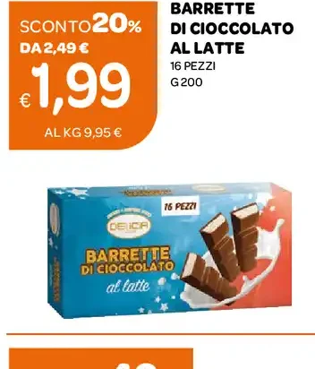 Barrette di cioccolato al latte